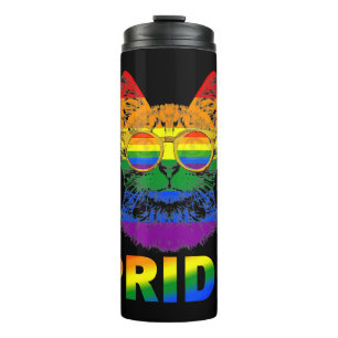 Lgbt Cat Gay Pride Lgbtq Rainbow Flag Cool Thermal Tumbler