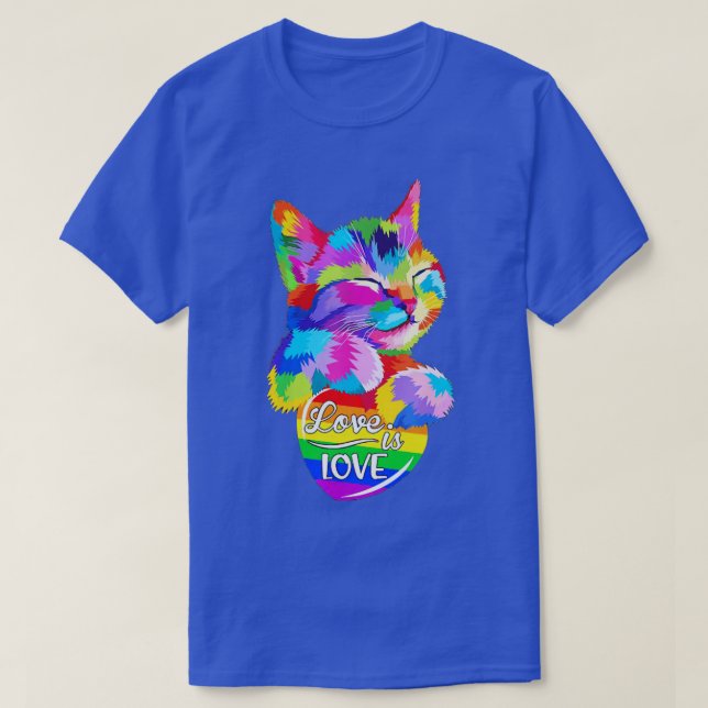 LGBT Cat Love Is Love T-Shirt (Design Front)