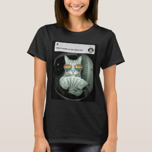 Lgbt cat motion at front door bisexual lesbian gay T-Shirt