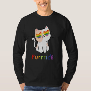 Lgbt Cat Purride Pride Tee Rainbow Flower  Gay Pri