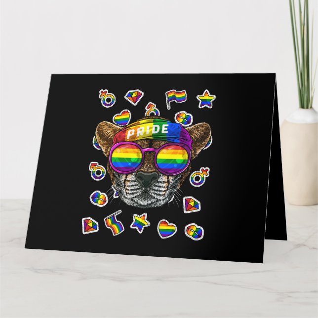 LGBT Cheetah Gay Pride Month Animal Rainbow Lesbia Card (Front)