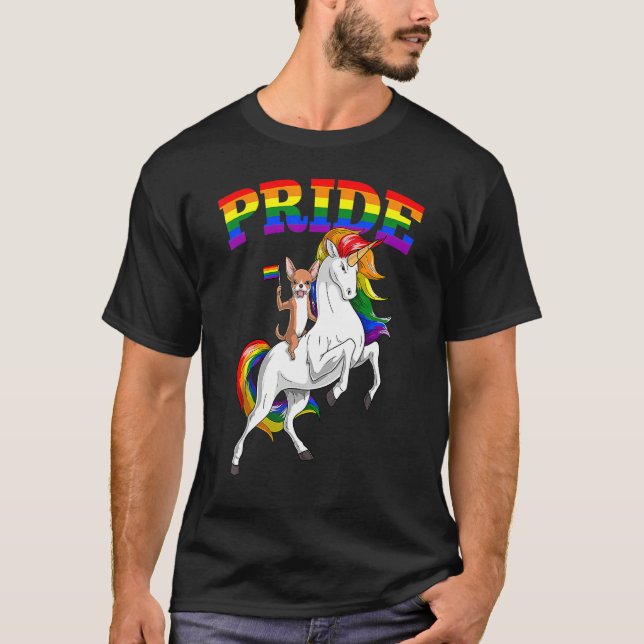 Lgbt Chihuahua Dog Unicorn Gay Pride Rainbow Lgbtq T-Shirt (Front)