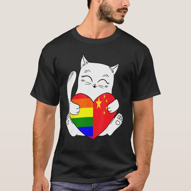 LGBT China Cat Ally Animal  Pride Supporter T-Shirt (Front)
