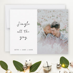 LGBT Christmas   Jingle All the Gay Minimal Photo Holiday Card