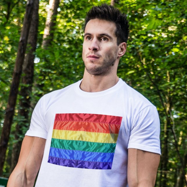 LGBT Classic Faux Silk Rainbow Flag Gay Pride Flag T-Shirt (Creator Uploaded)