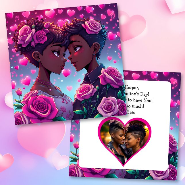 LGBT Couple Anime Personalised Valentine's Day Card (Creator Uploaded)