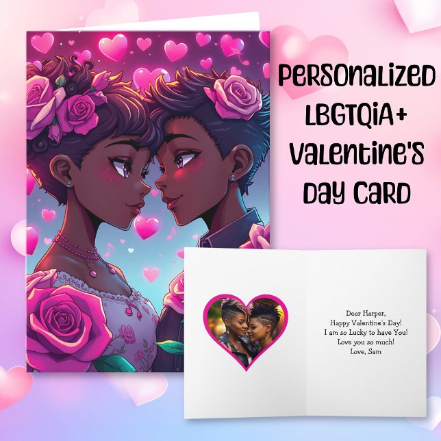 LGBT Couple Anime Personalised Valentine's Day Card (Creator Uploaded)