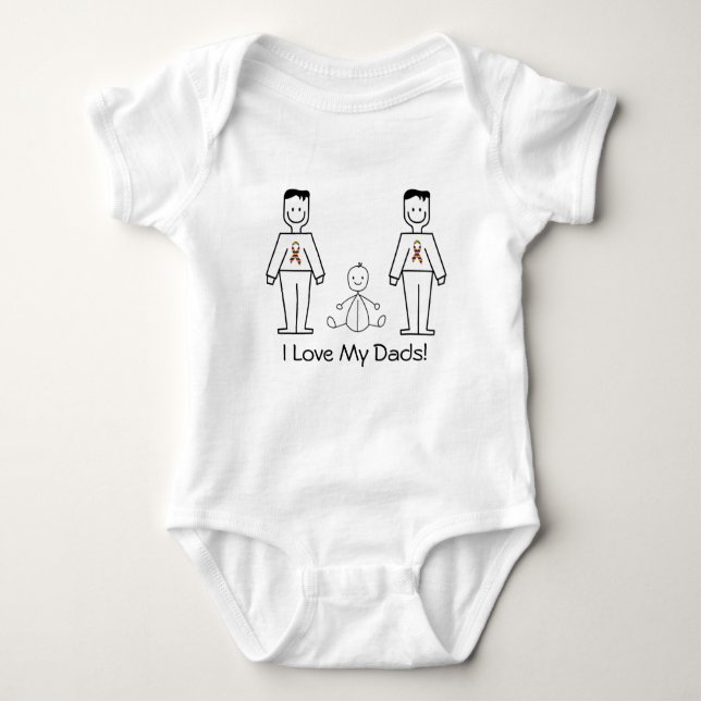 LGBT Customisable 2 Dads & A Baby Baby Bodysuit (Front)