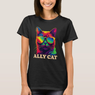 LGBT Cute Ally Cat Gay Pride LGBTQ Rainbow Flag Pr T-Shirt
