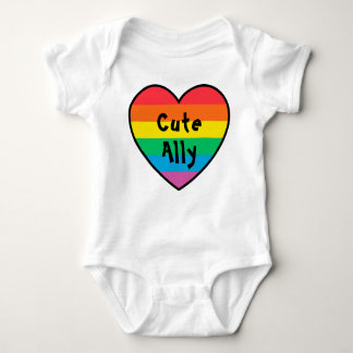 LGBT Cute Ally | Rainbow Pride Heart Pride Baby | Baby Bodysuit