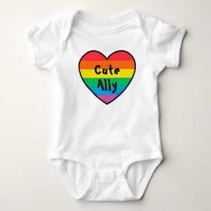 LGBT Cute Ally   Rainbow Pride Heart Pride Baby   Bodysuit