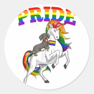 LGBT Dachshund Dog Unicorn Gay Pride Rainbow LGBTQ Classic Round Sticker