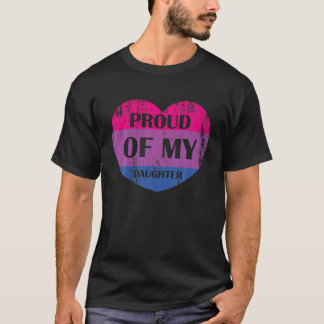 LGBT Dad Mum Bi Pride Heart Proud Of My Bisexual D T-Shirt
