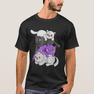 LGBT Demisexual PRIDE Flag LGBTQ Kawaii Cat Pile T-Shirt