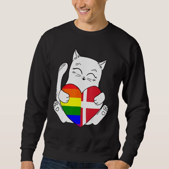 LGBT Denmark Cat Ally Animal  Pride Supporter Sweatshirt (Front)