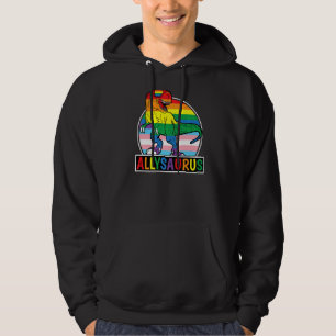 Lgbt Dinosaur Rex Gay Pride Dino Allysaurus Rainbo Hoodie