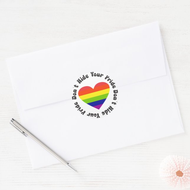 LGBT Dont Hide Your Pride, GayPride Classic Round Sticker (Envelope)