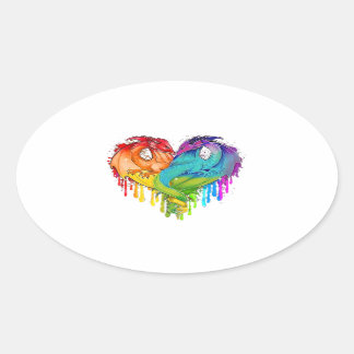 Lgbt Dragon Heart Rainbow Heart Dragon Lgbt Pride Oval Sticker