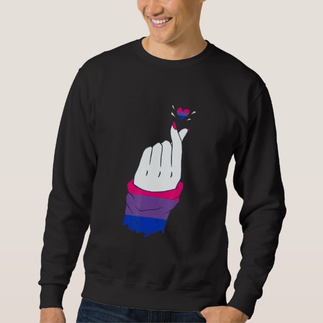 LGBT Finger Heart Bisexual LGBTQ Bisexual Flag Bis Sweatshirt (Front)