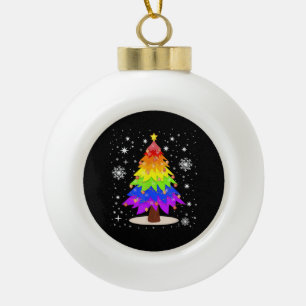 LGBT Flag Christmas Tree Merry Christmas Gay LGBT Ceramic Ball Christmas Ornament