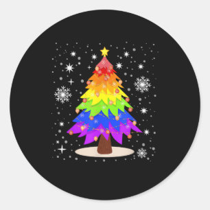 LGBT Flag Christmas Tree Merry Christmas Gay LGBT Classic Round Sticker