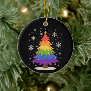 LGBT Flag Christmas Tree Merry Xmas Gay Pride Ceramic Ornament