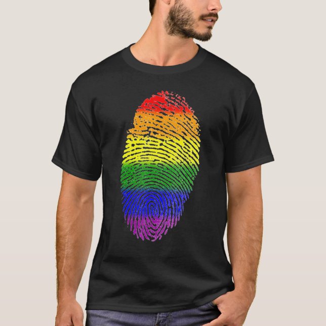 Lgbt Flag Fingerprint Proud Lgbt Pride T-Shirt (Front)