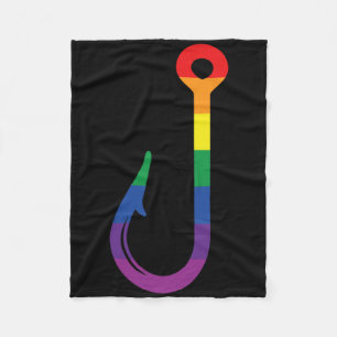 Lgbt Flag Fishing Hook Gay Angler Queer Pride Rain Fleece Blanket