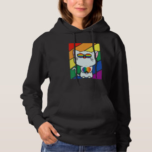 LGBT Flag Gay Pride Month Rainbow Cute Cat With LG Hoodie