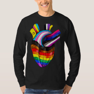 Lgbt Flag Heartbeat Gay Lesbian Resist Rainbow Hea T-Shirt