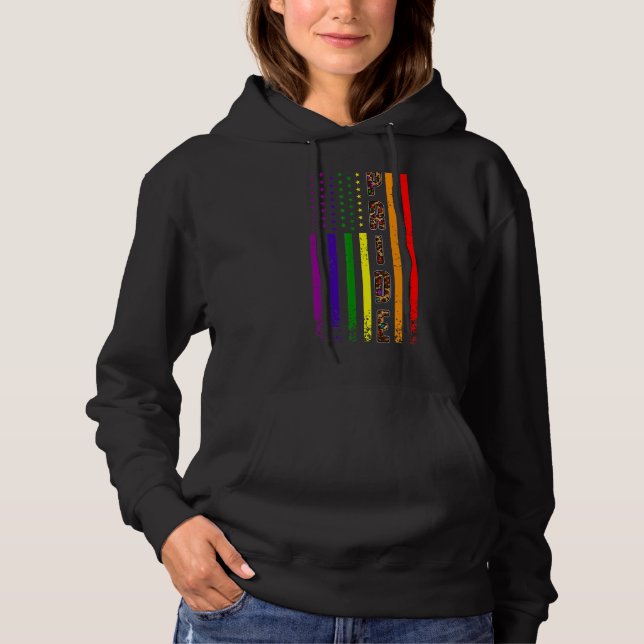 Lgbt Flag Leopard Pride Ally Rainbow American Flag Hoodie (Front)