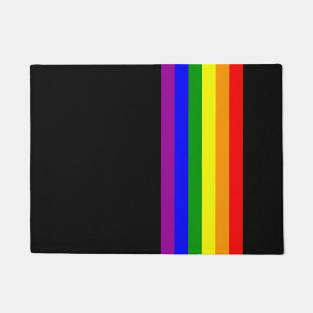 LGBT Flag on Black Doormat (Front)