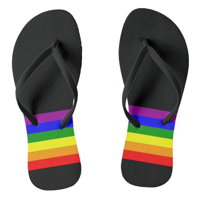 LGBT Flag on Black Thongs (Footbed)