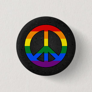 LGBT flag peace sign black button