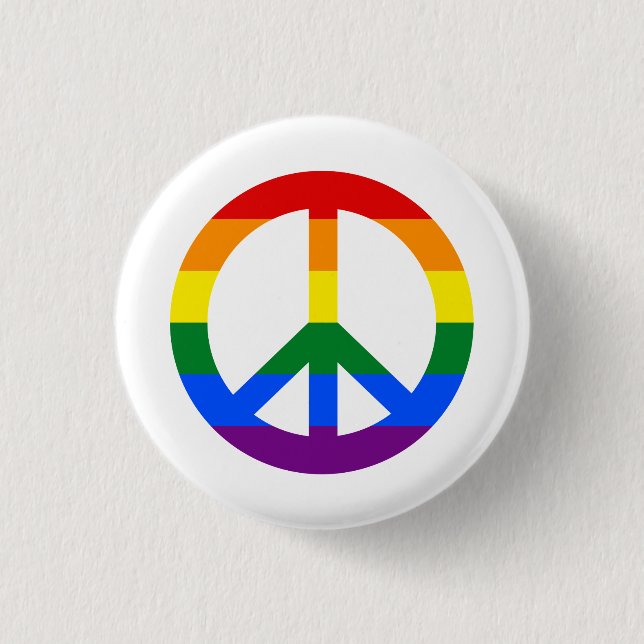 LGBT flag peace sign button (Front)