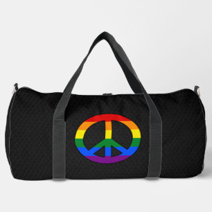 LGBT flag peace sign Duffle Bag