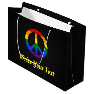 LGBT flag peace sign Large Gift Bag