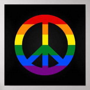 LGBT flag peace sign poster