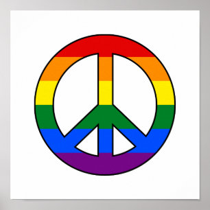 LGBT flag peace sign poster