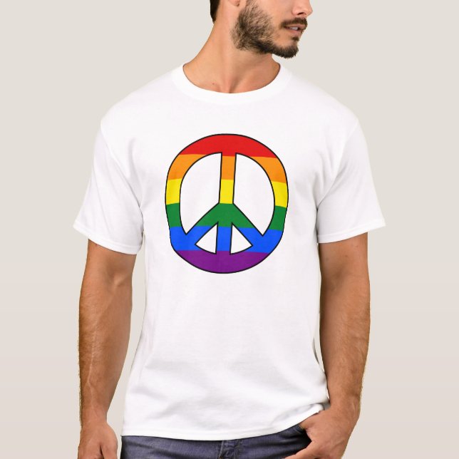 LGBT flag peace sign T-Shirt (Front)