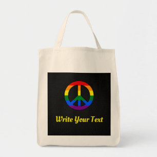 LGBT flag peace sign Tote Bag