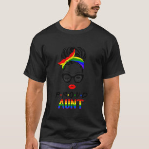 Lgbt Flag Proud Aunt Messy Bun Hair Lgbt Women Men T-Shirt