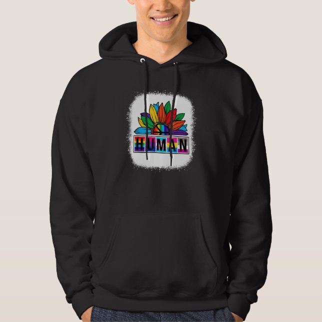 Lgbt Flag Rainbow Lesbian Gay Pride Month Sunflowe Hoodie (Front)