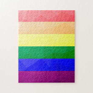 LGBT flag rainbow lines geometric mesh pattern Jigsaw Puzzle