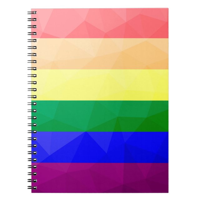 LGBT flag rainbow lines geometric mesh pattern Notebook (Front)