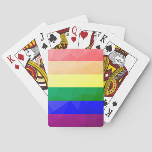 LGBT flag rainbow lines geometric mesh pattern Playing Cards