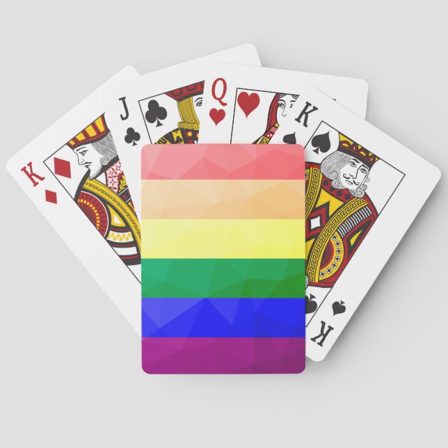 LGBT flag rainbow lines geometric mesh pattern Playing Cards (Back)