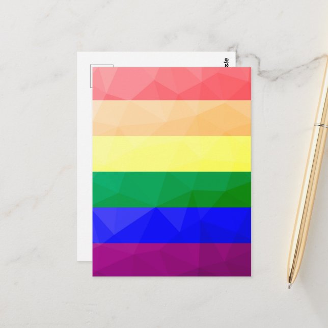LGBT flag rainbow lines geometric mesh pattern Postcard (Front/Back In Situ)