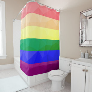 LGBT flag rainbow lines geometric mesh pattern Shower Curtain