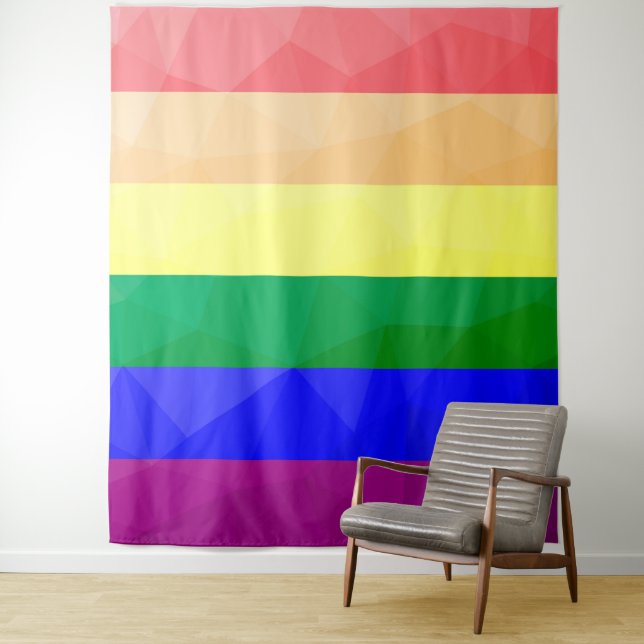 LGBT flag rainbow lines geometric mesh pattern Tapestry (In Situ)